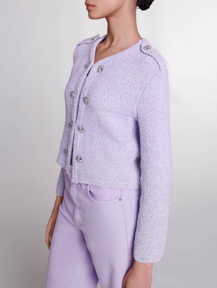 Kurze Strickjacke mit Pailletten