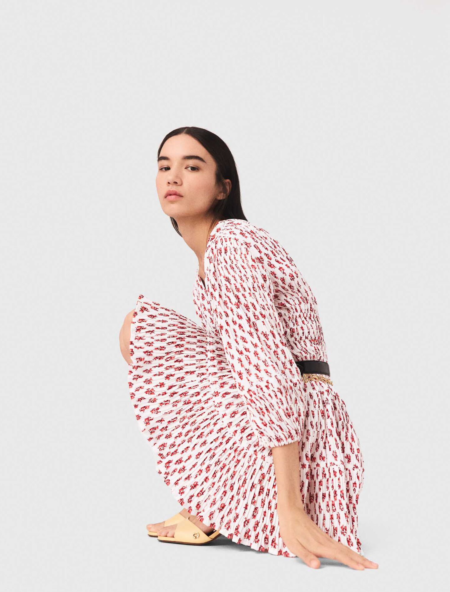 Plissiertes Kleid mit Print