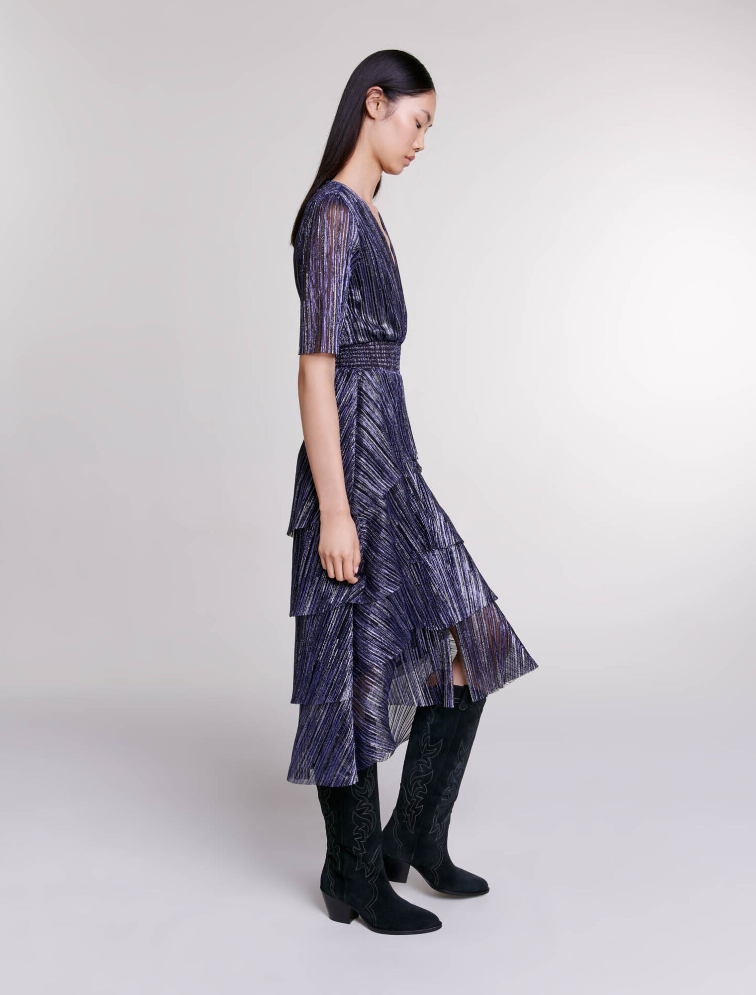 Lamé-Kleid mit Volants