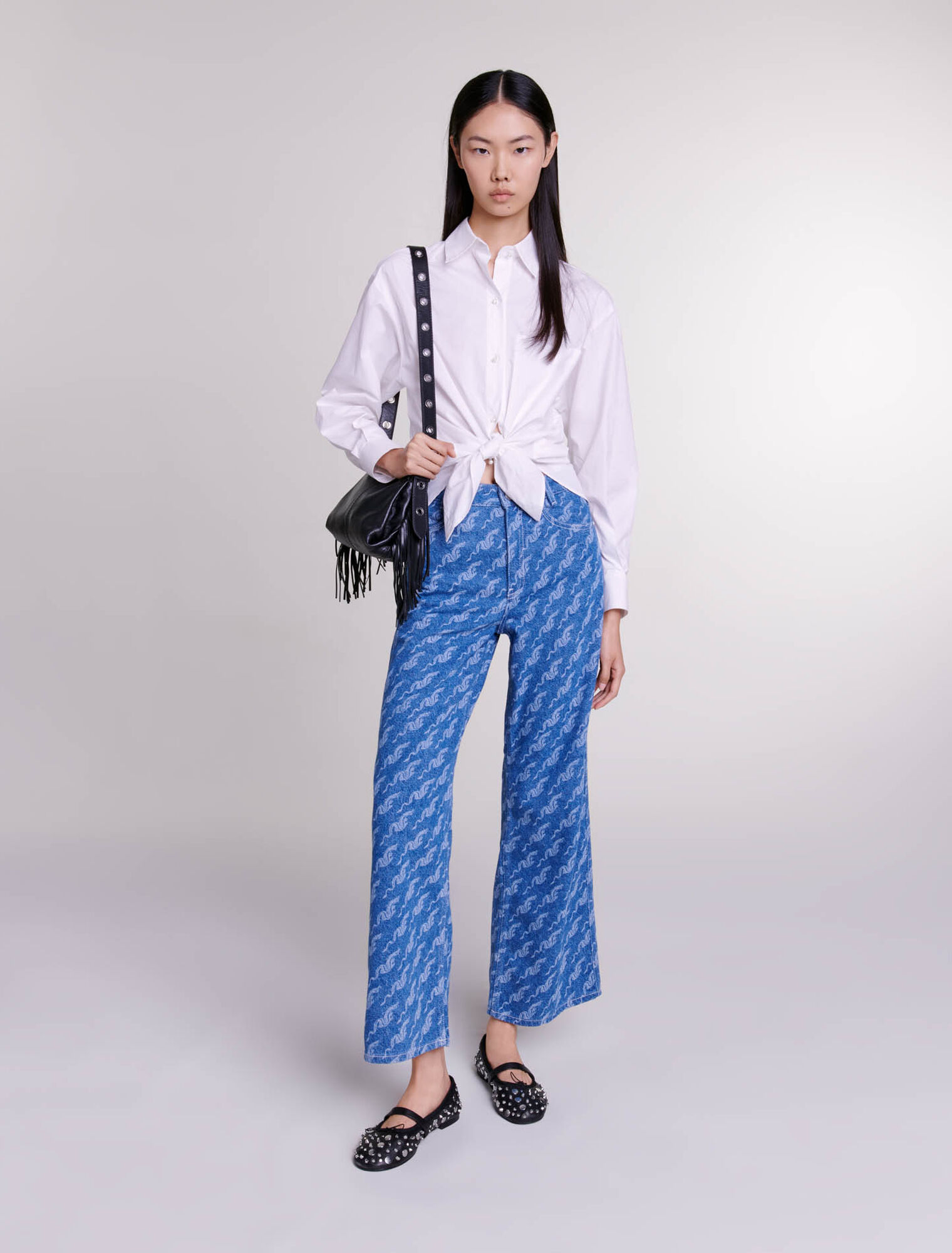 Weite Jeans mit Motiven