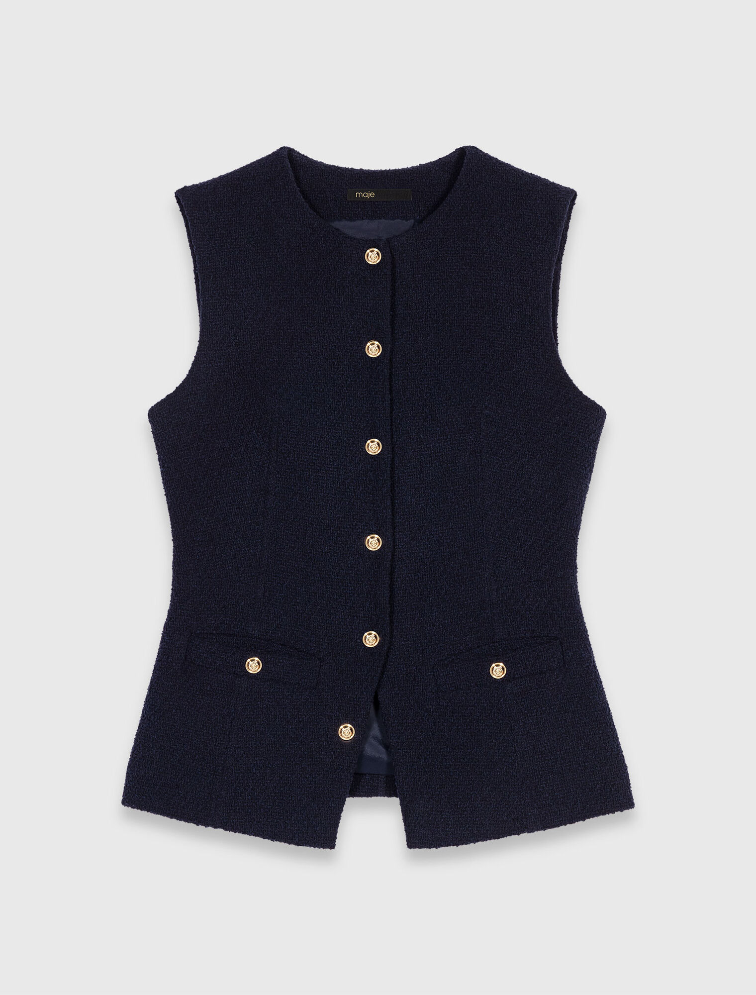 Lange ärmellose Tweedjacke