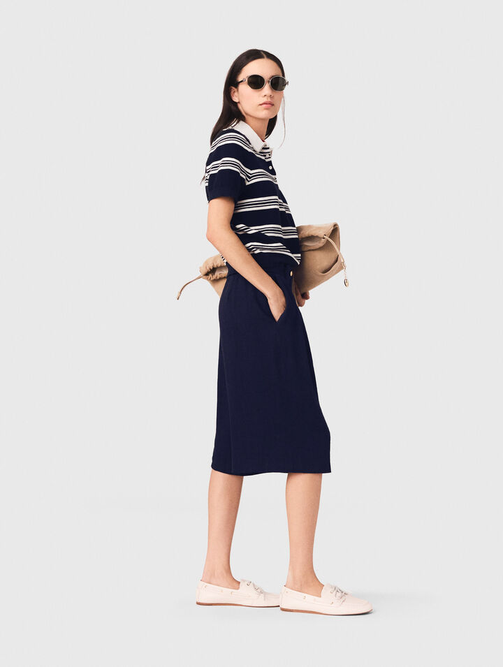 Gestreiftes Polo mit Strasskragen