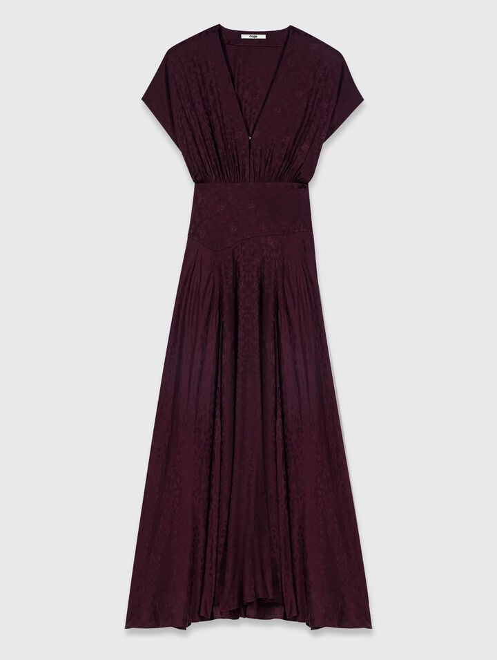 Langes Kleid mit Jacquard-Print
