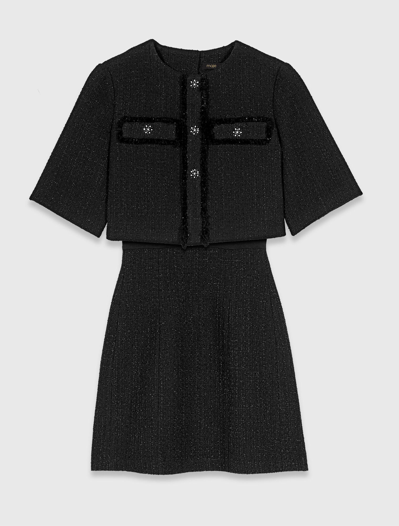 Gl&auml;nzendes 2-in-1-Tweed-Kleid