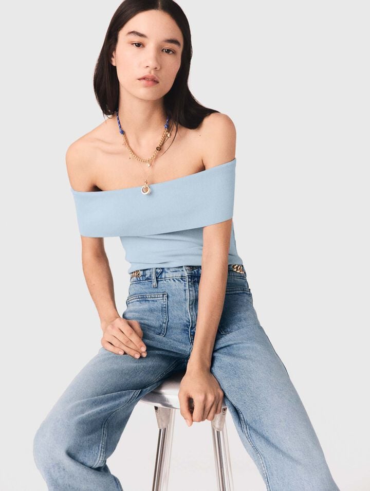 Bardot-Top aus Rippstrick