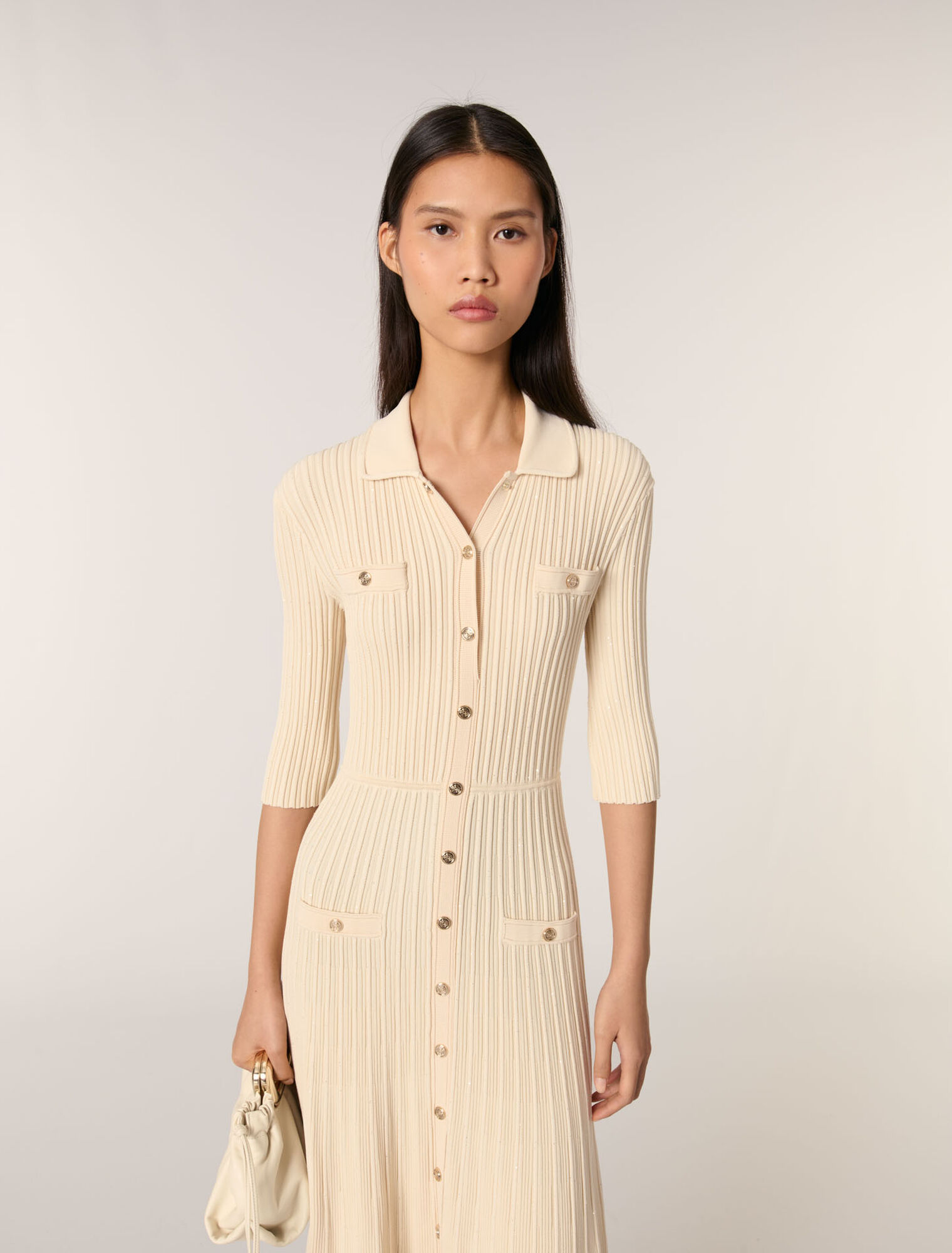 Midi-Strickkleid mit Pailletten