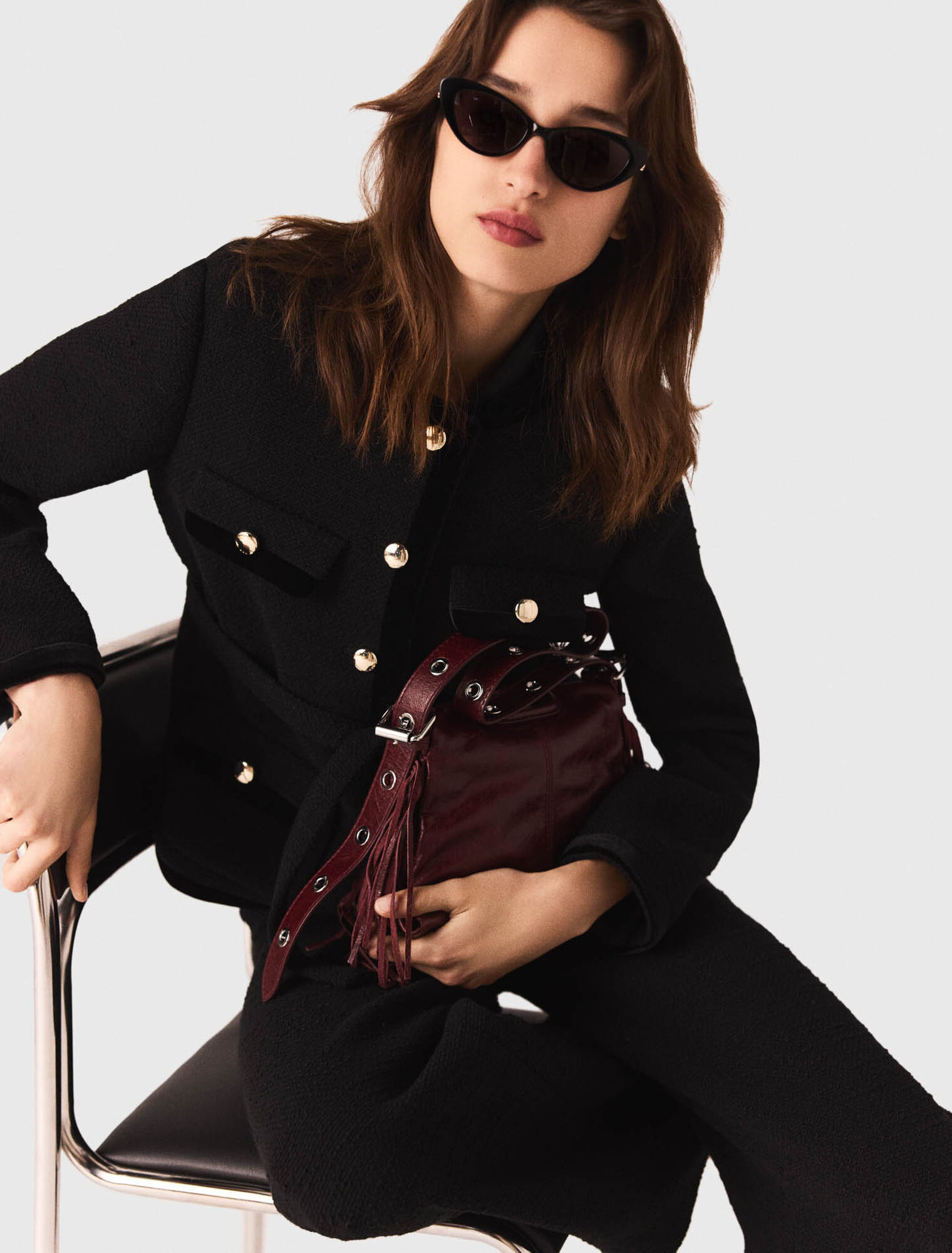 Lange Tweed-Jacke