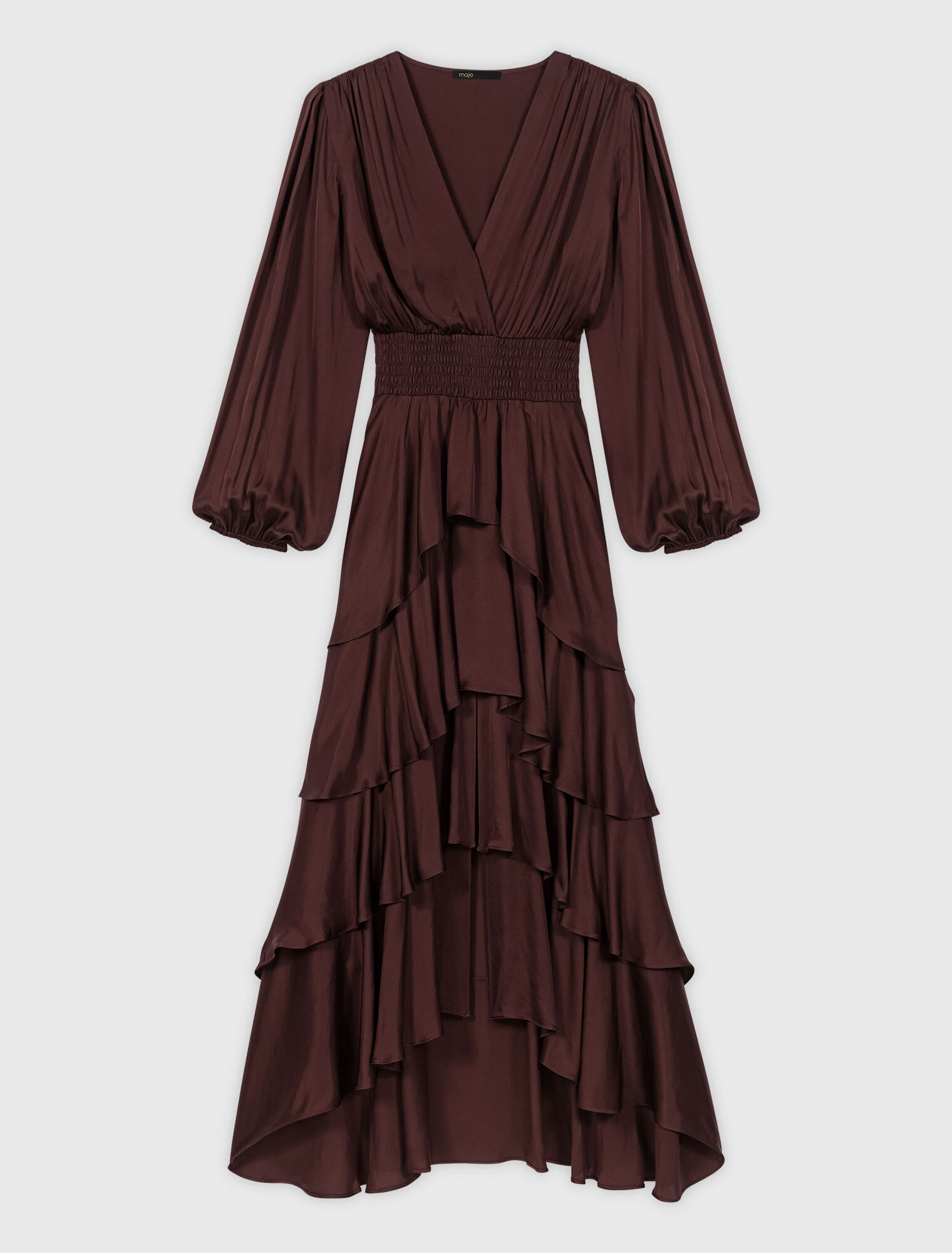 Langes fließendes Kleid mit Volants