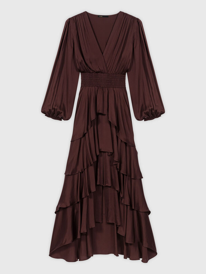 Langes fließendes Kleid mit Volants