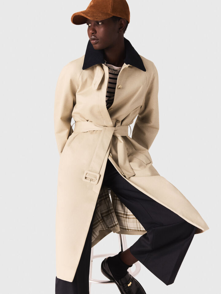 Trenchcoat mit Kontrastärmeln