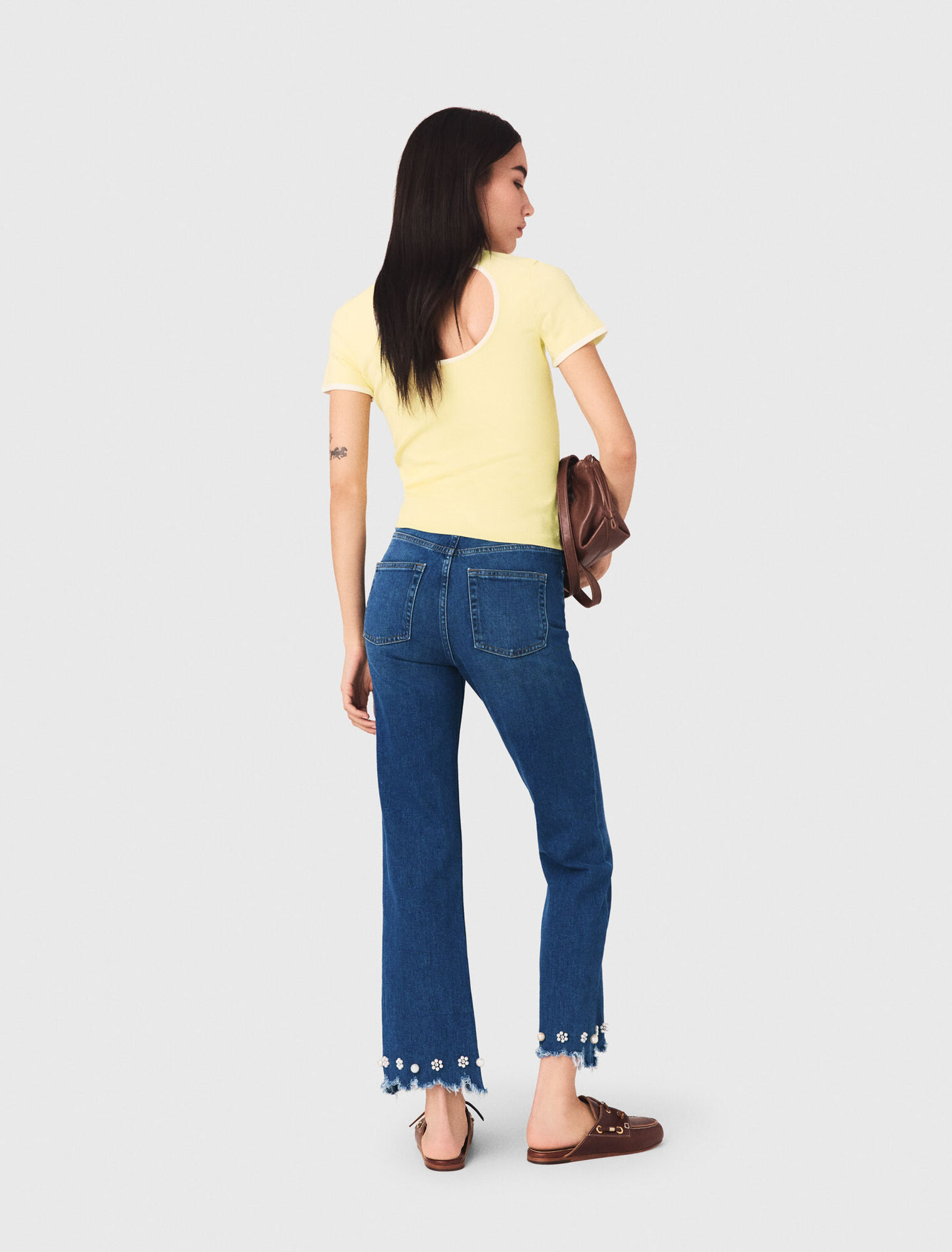 Bootcut-Jeans mit Perlen