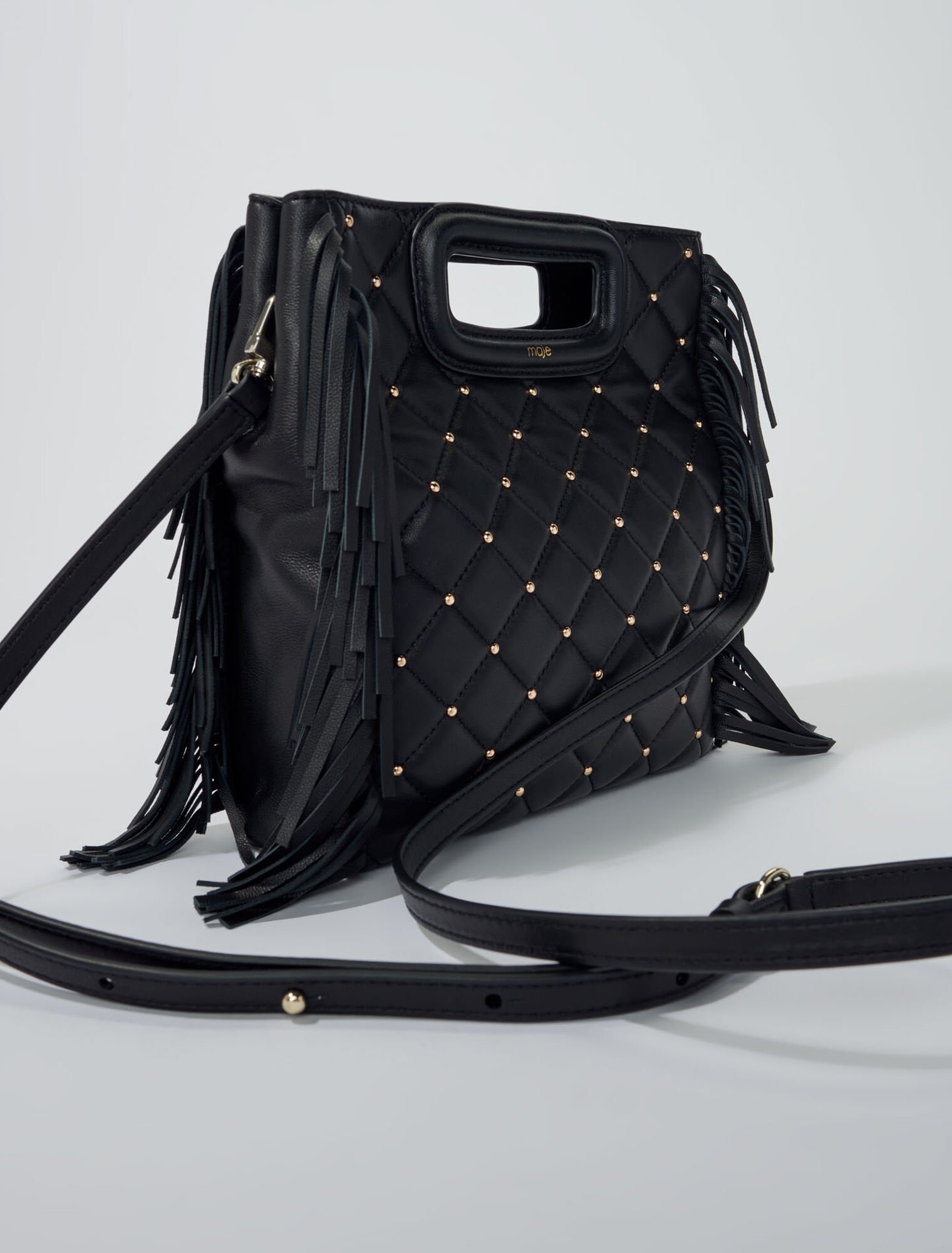 M-Tasche aus Leder mit Nieten