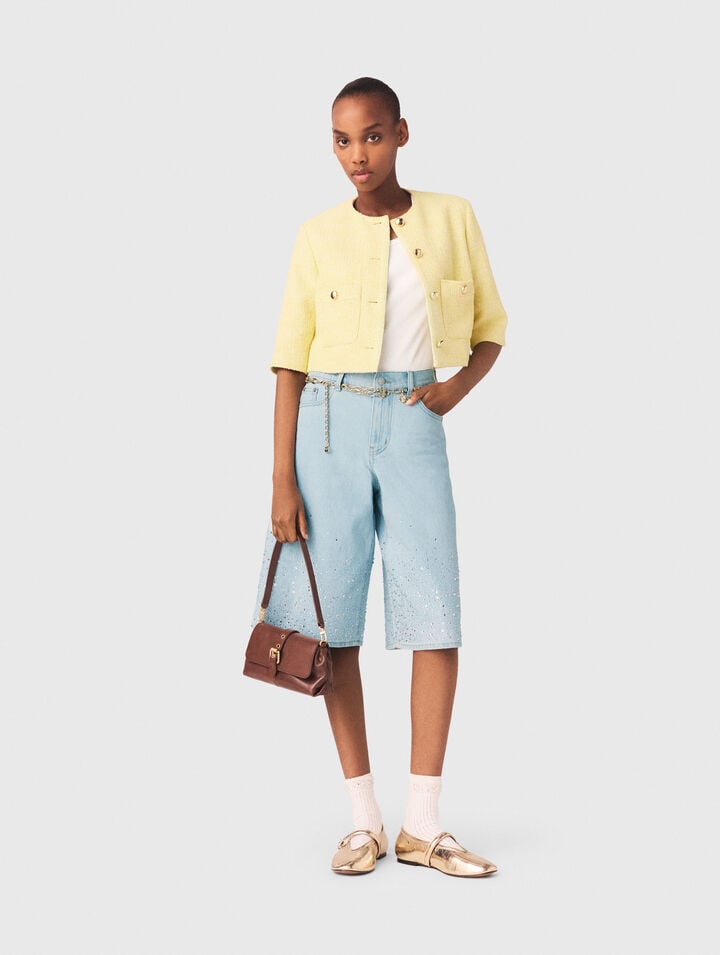 Kurz&auml;rmelige Tweed-Jacke