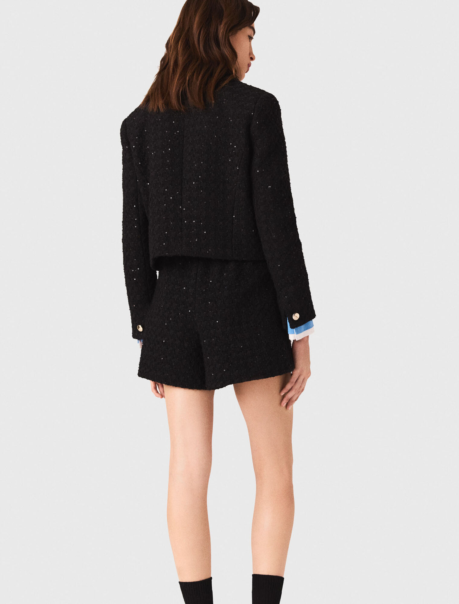 Kurze Tweed-Jacke mit Strass