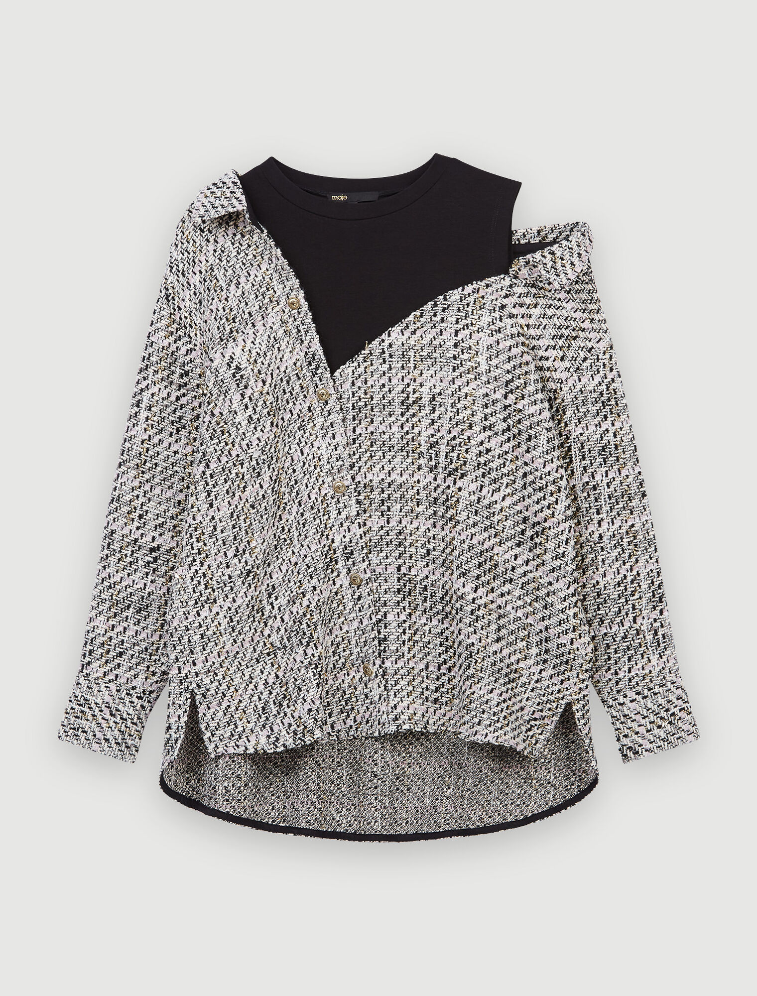 Trompe-l'oeil-Shirt in Tweed-Optik