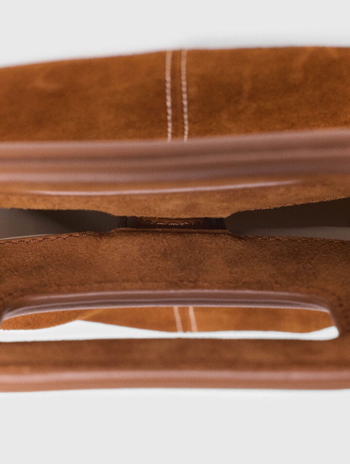 Gesteppte M-Tasche aus Veloursleder