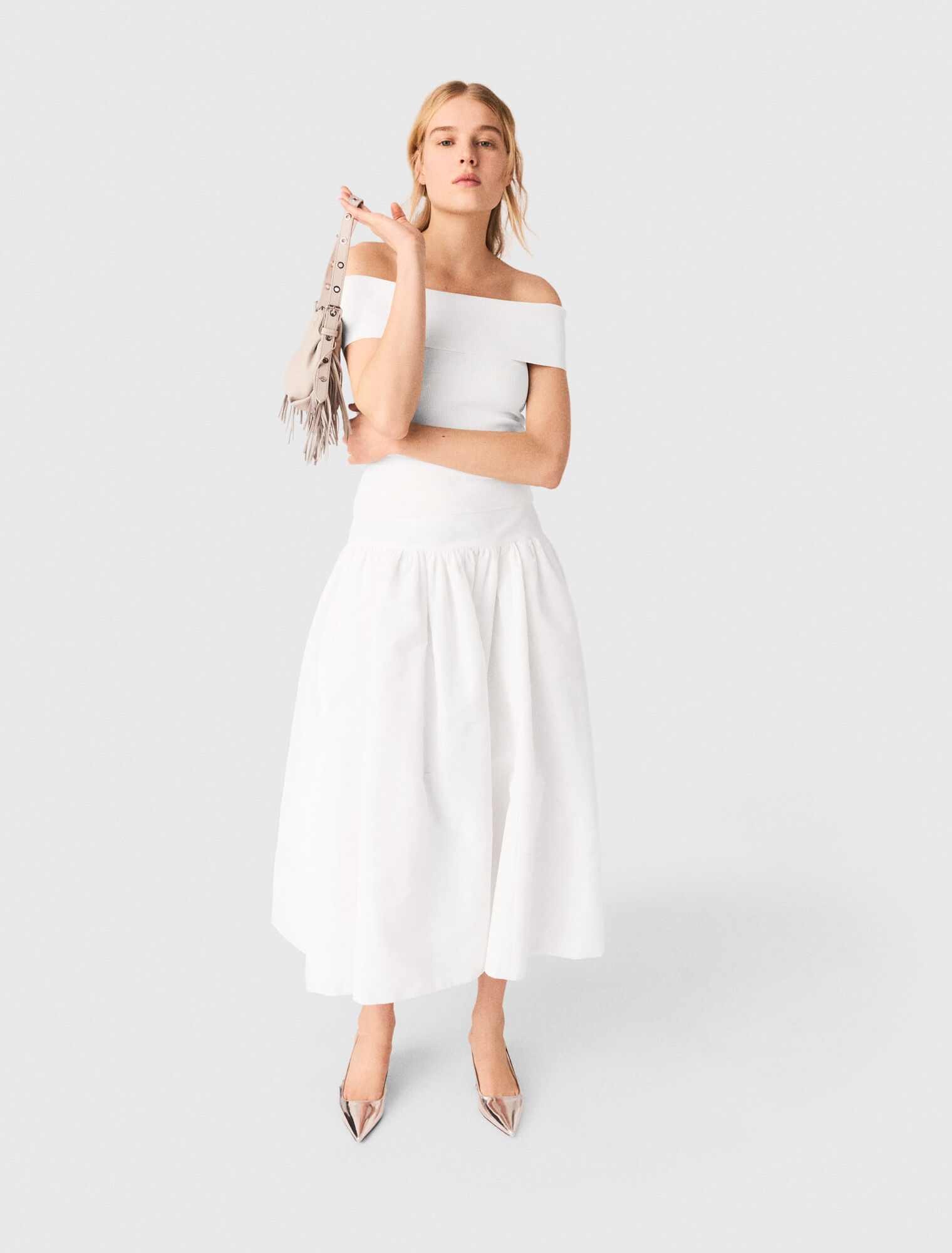 Rippstricktop mit Bardot-Kragen