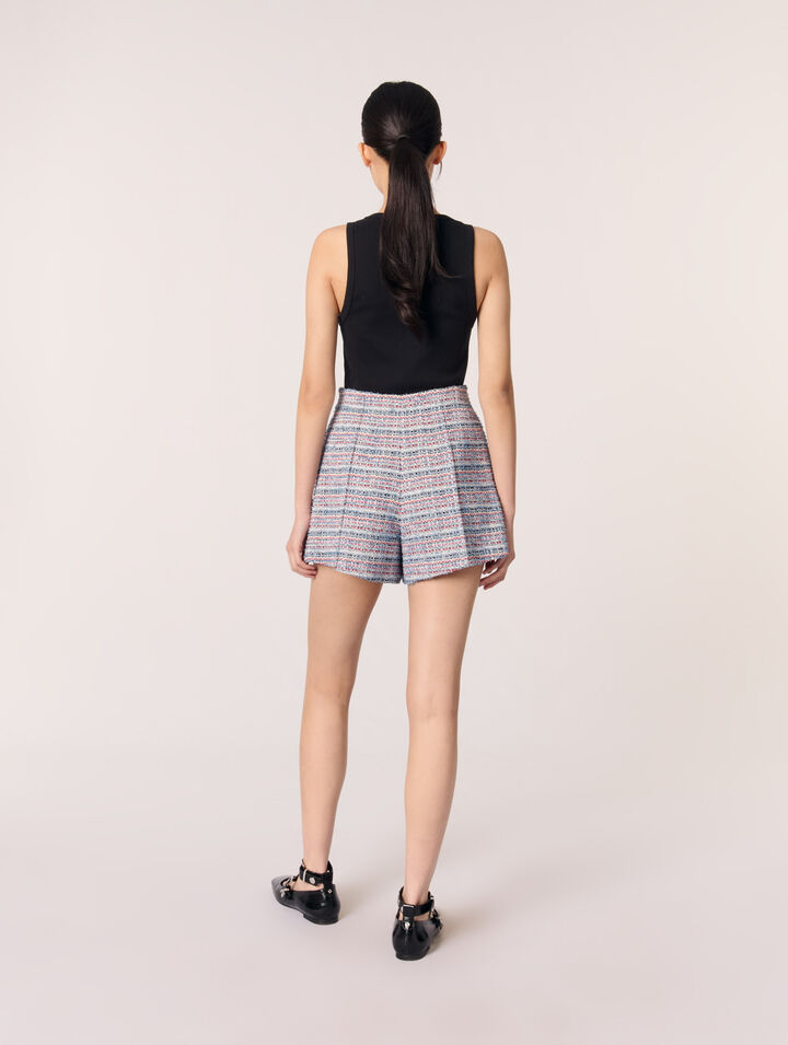 Shorts aus Tweed mit Kontrastborten