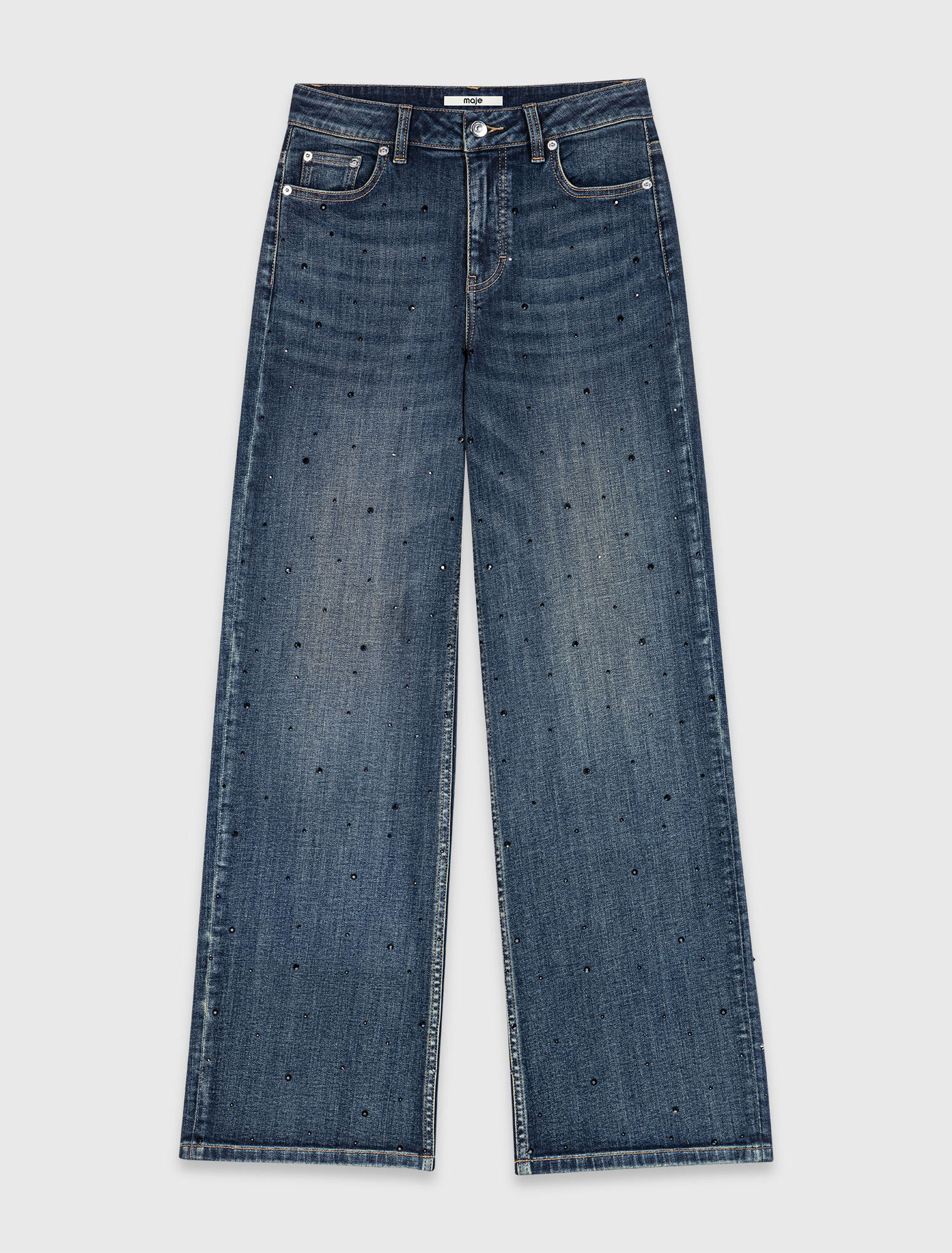 Weite Jeans mit Strass