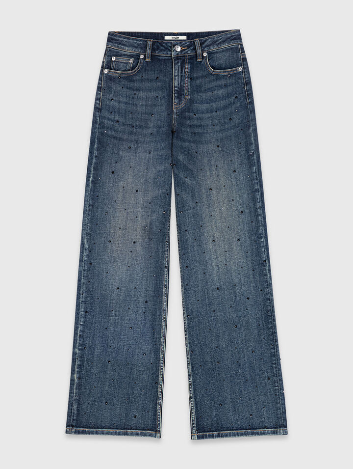 Weite Jeans mit Strass