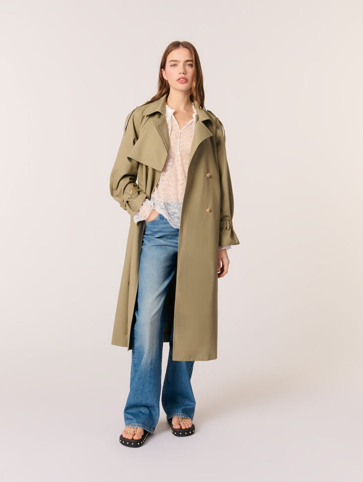 Trenchcoat mit Nieten und Kragen
