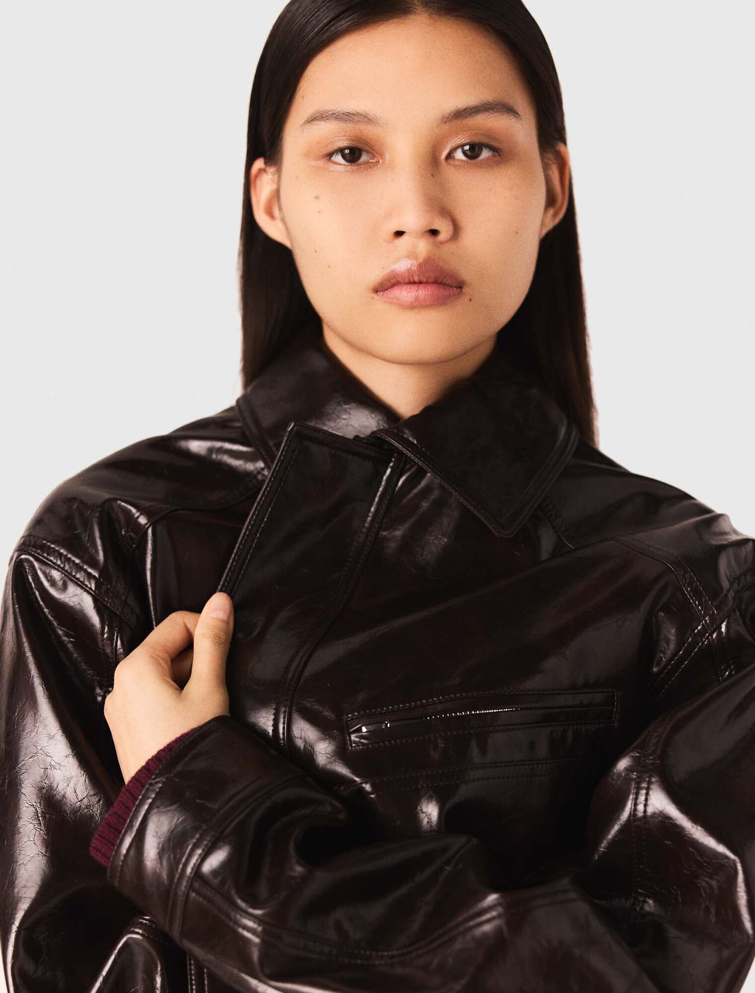 Jacke aus Kunstleder in Craquelé-Optik