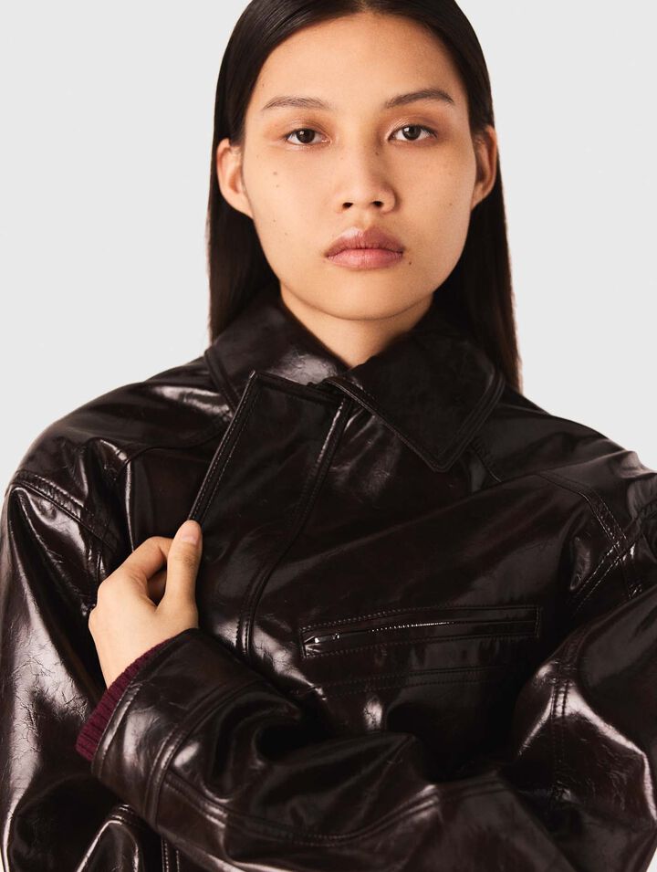 Jacke aus Kunstleder in Craquelé-Optik