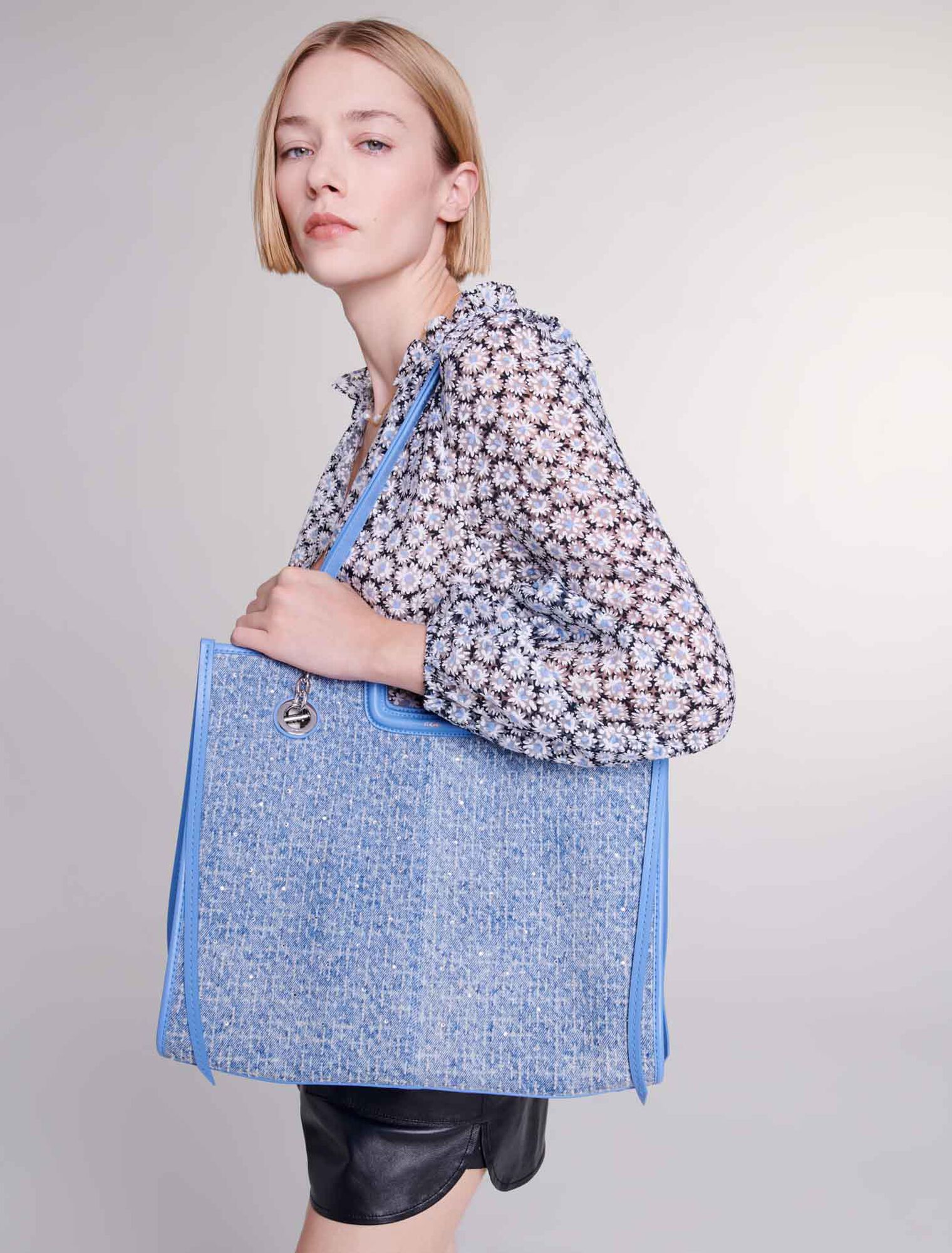 Tragetasche aus Denim und Strass