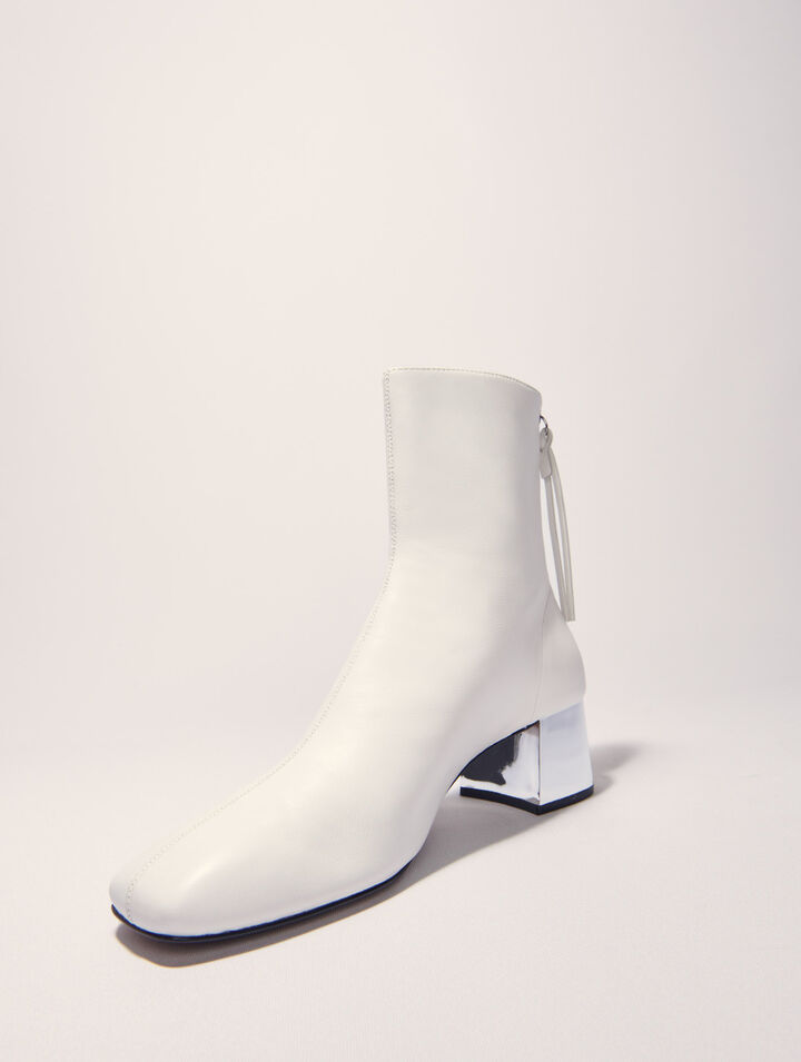 Lederstiefeletten mit eckiger Kappe