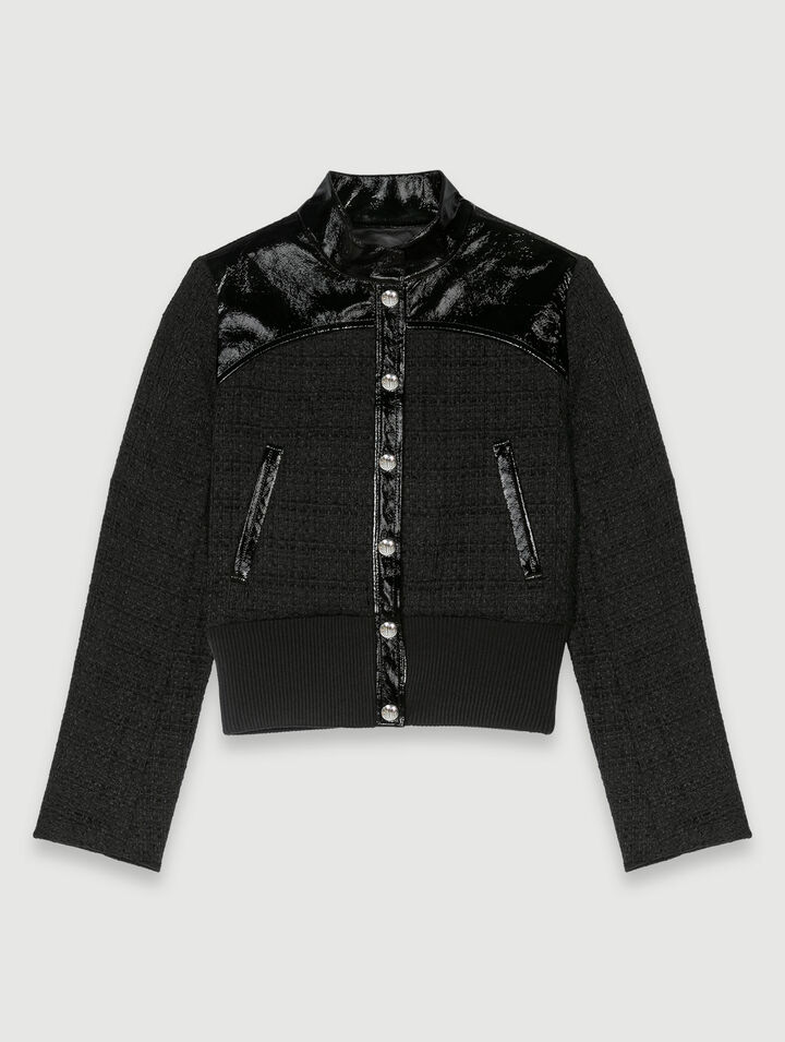 Blouson aus Tweed und Vinyl