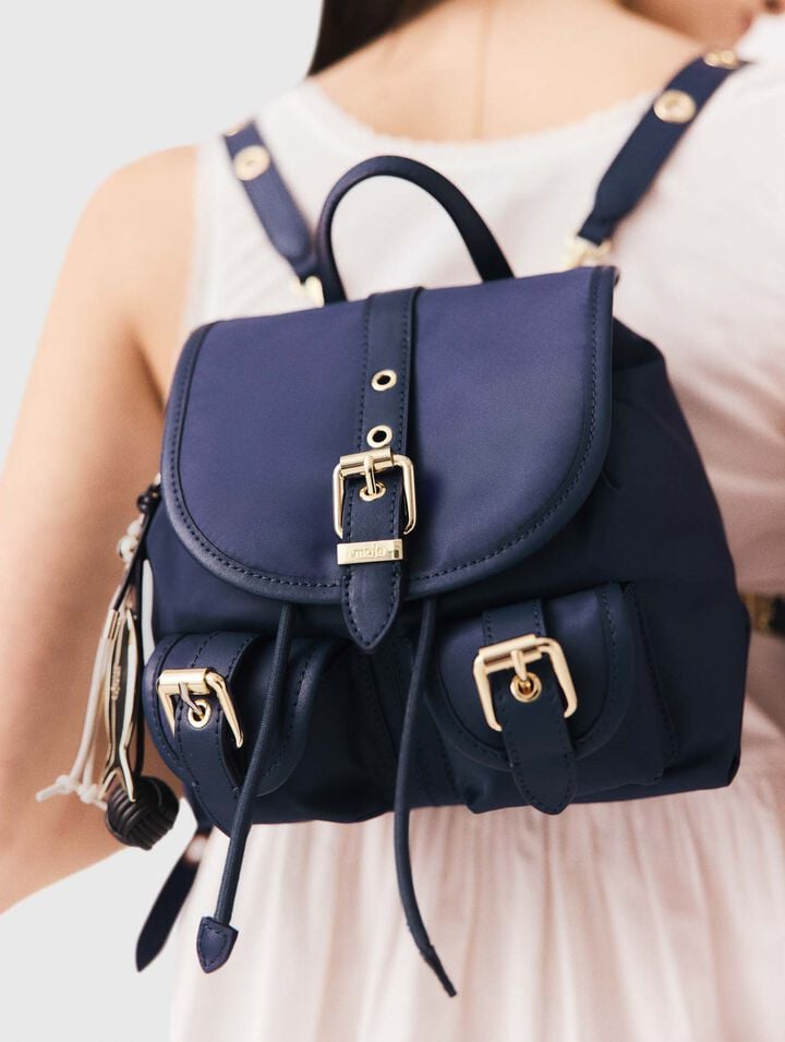 Mini-Rucksack aus Leder und Nylon