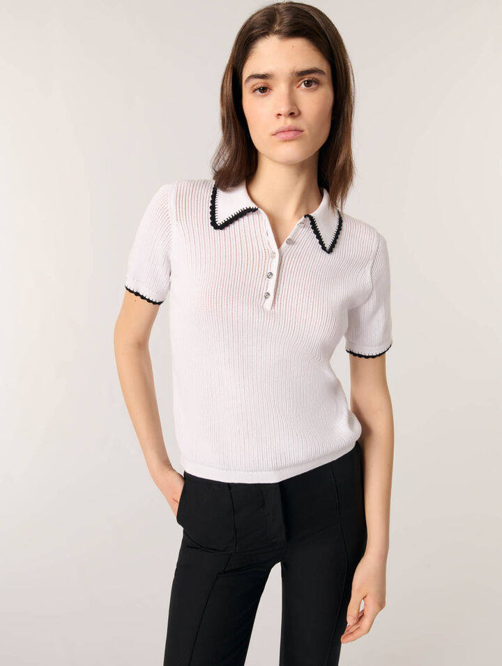 Poloshirt aus Pointelle-Strick