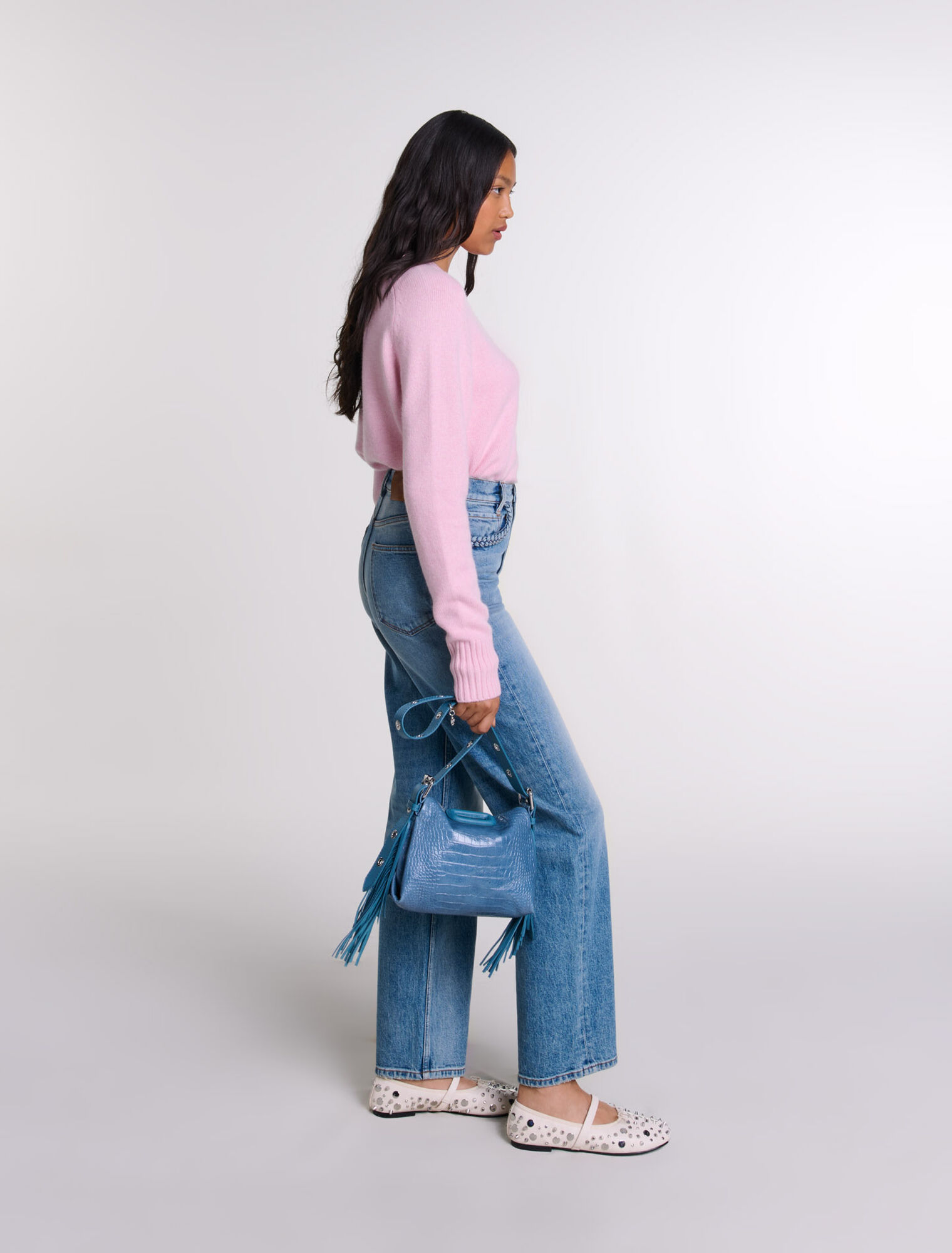 Gerade Jeans mit Flechtdetails