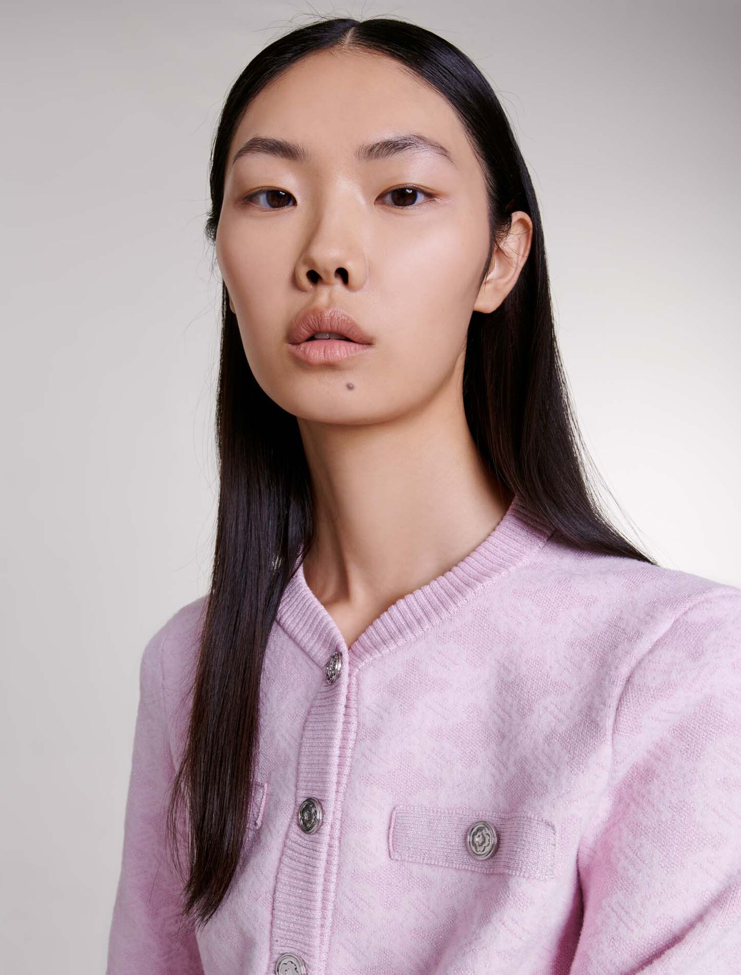 Kurze Strickjacke in Jacquard-Optik