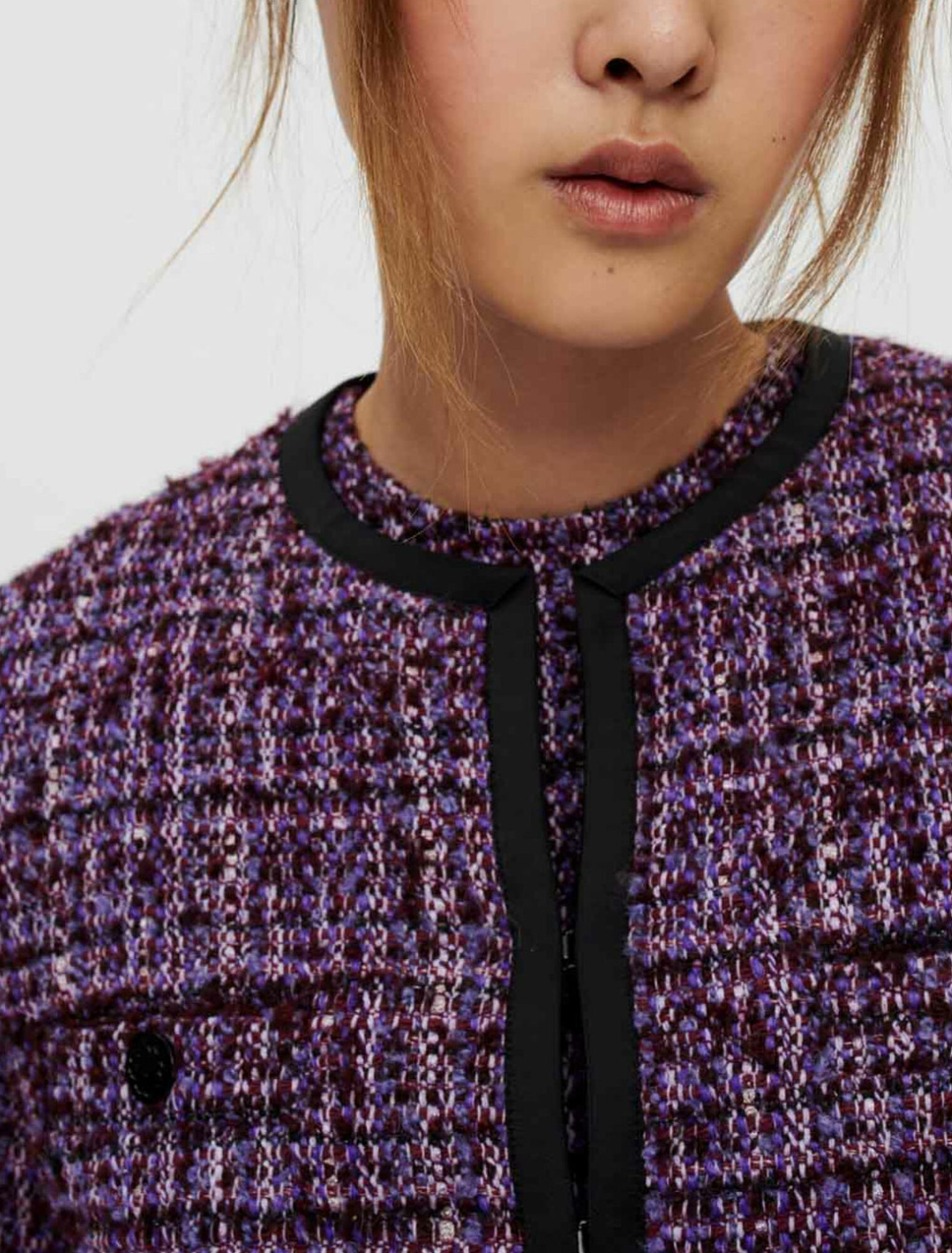 Gesteppte Jacke aus violettem Tweed