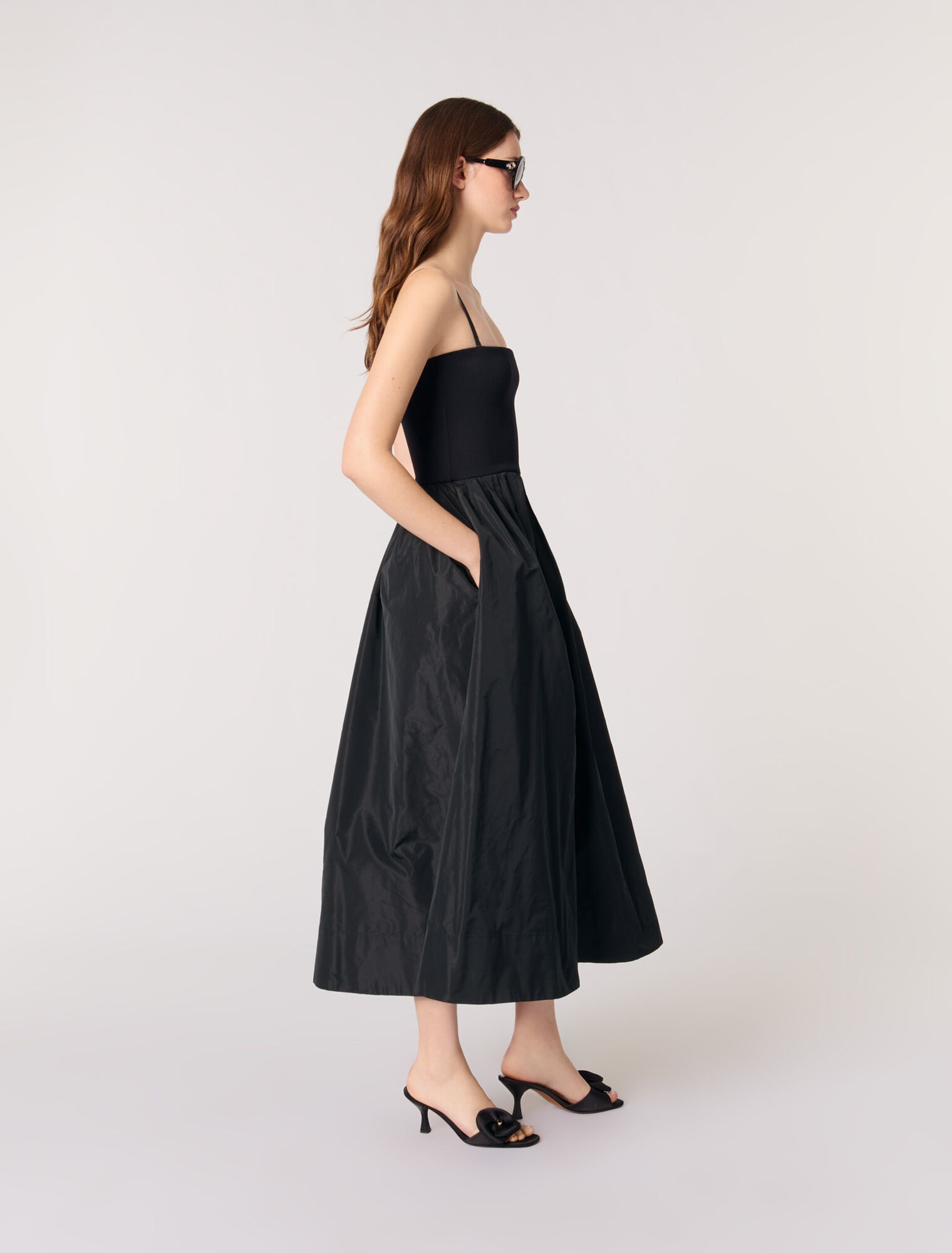 Bustierkleid aus Strick und Taft