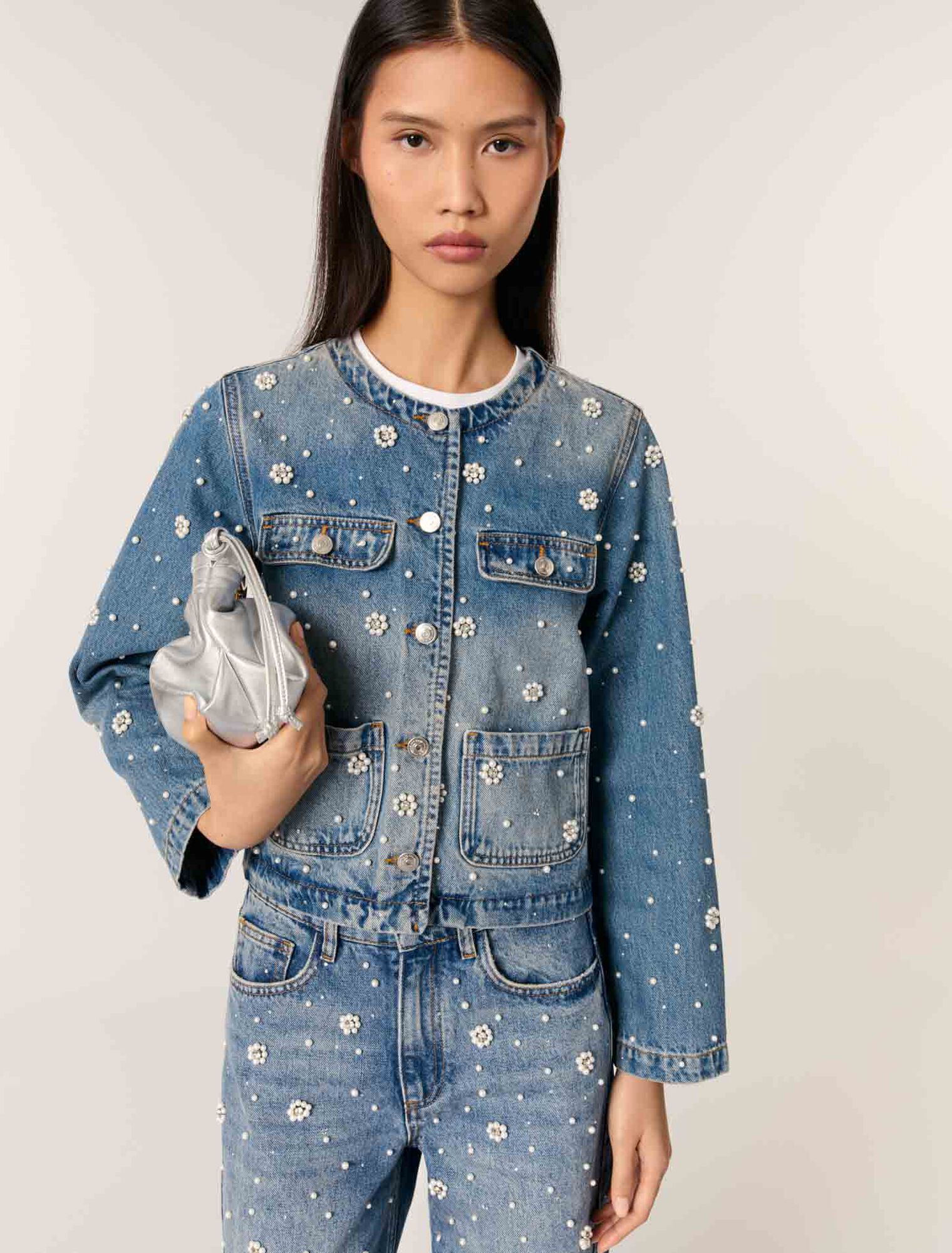 Jacke aus besticktem Denim