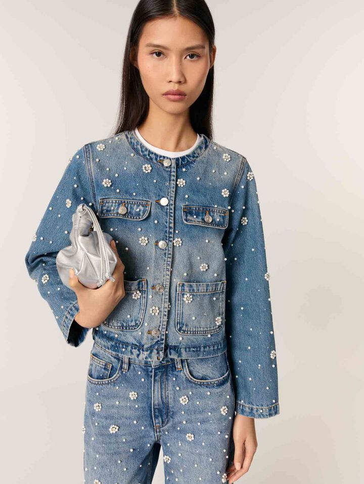 Jacke aus besticktem Denim