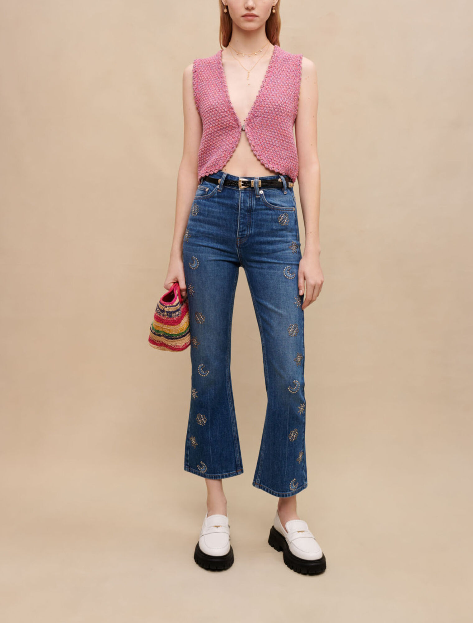 Mit Mondkristallen verzierte Jeans