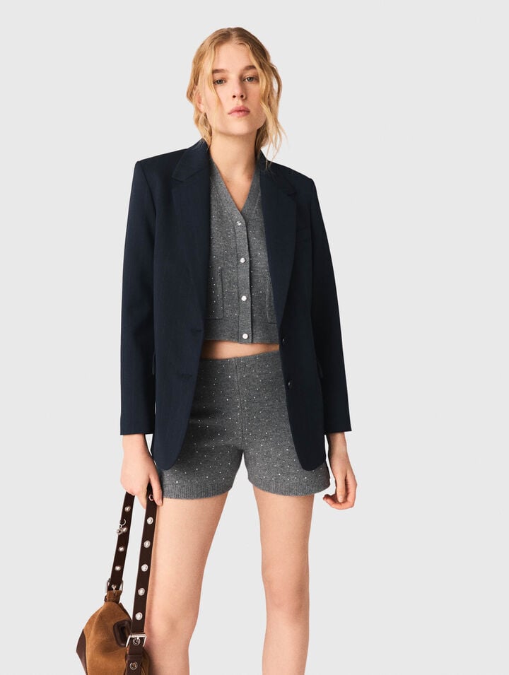 Shorts aus Strick mit Strass