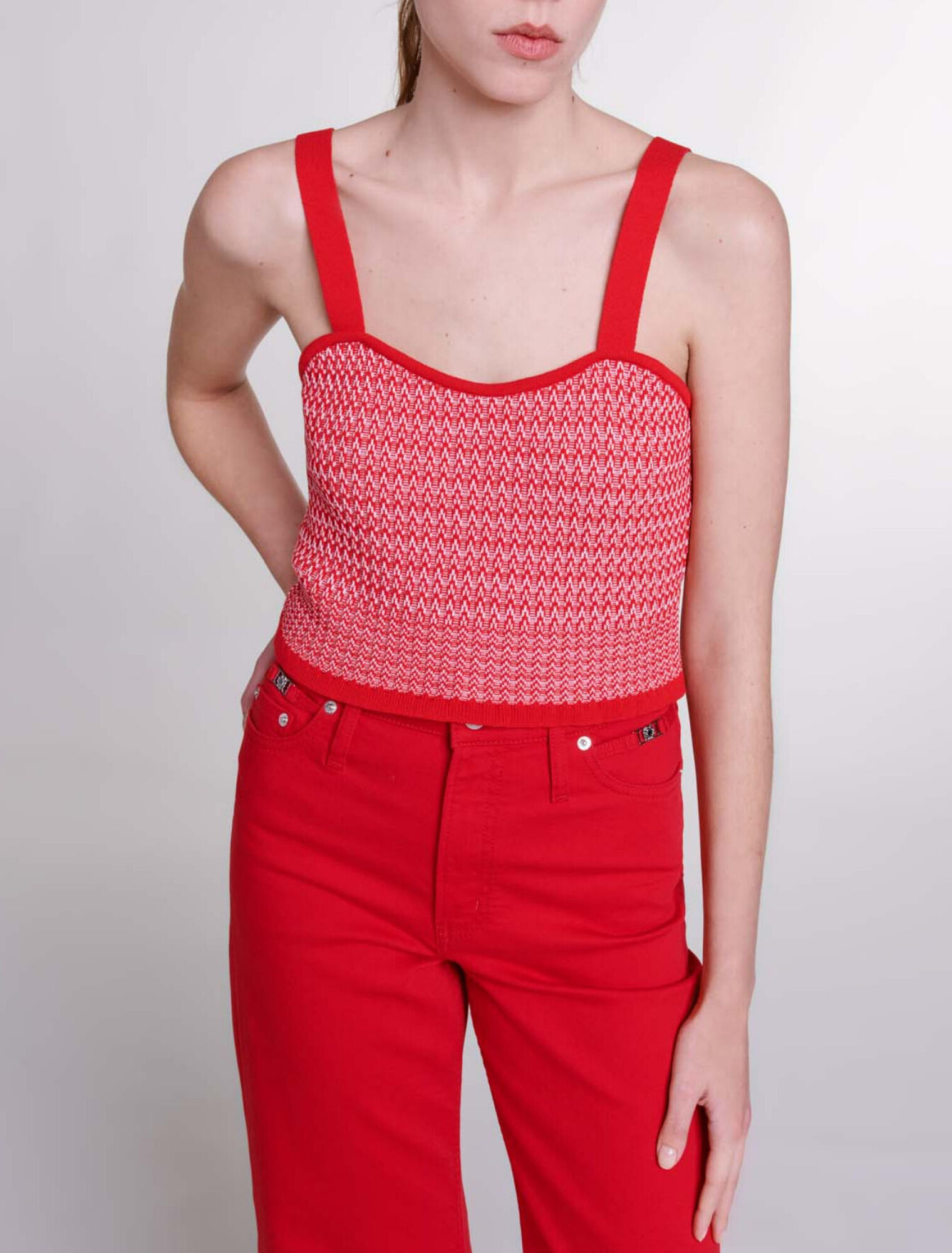 Twinset aus Strick Fischgrätmuster