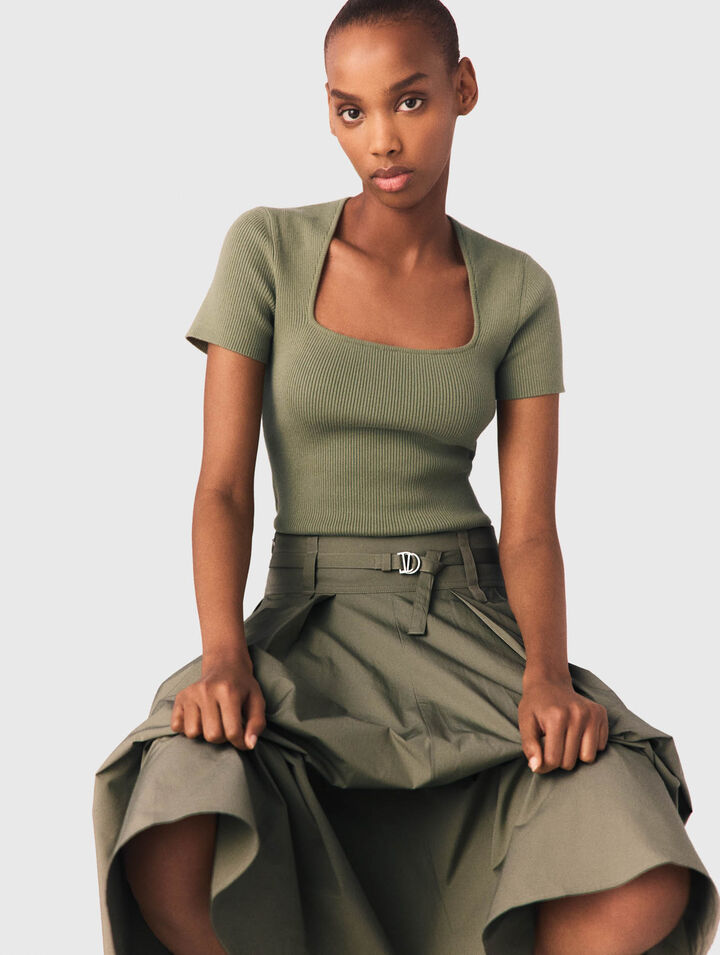 Rippstrickpulli, eckiger Ausschnitt