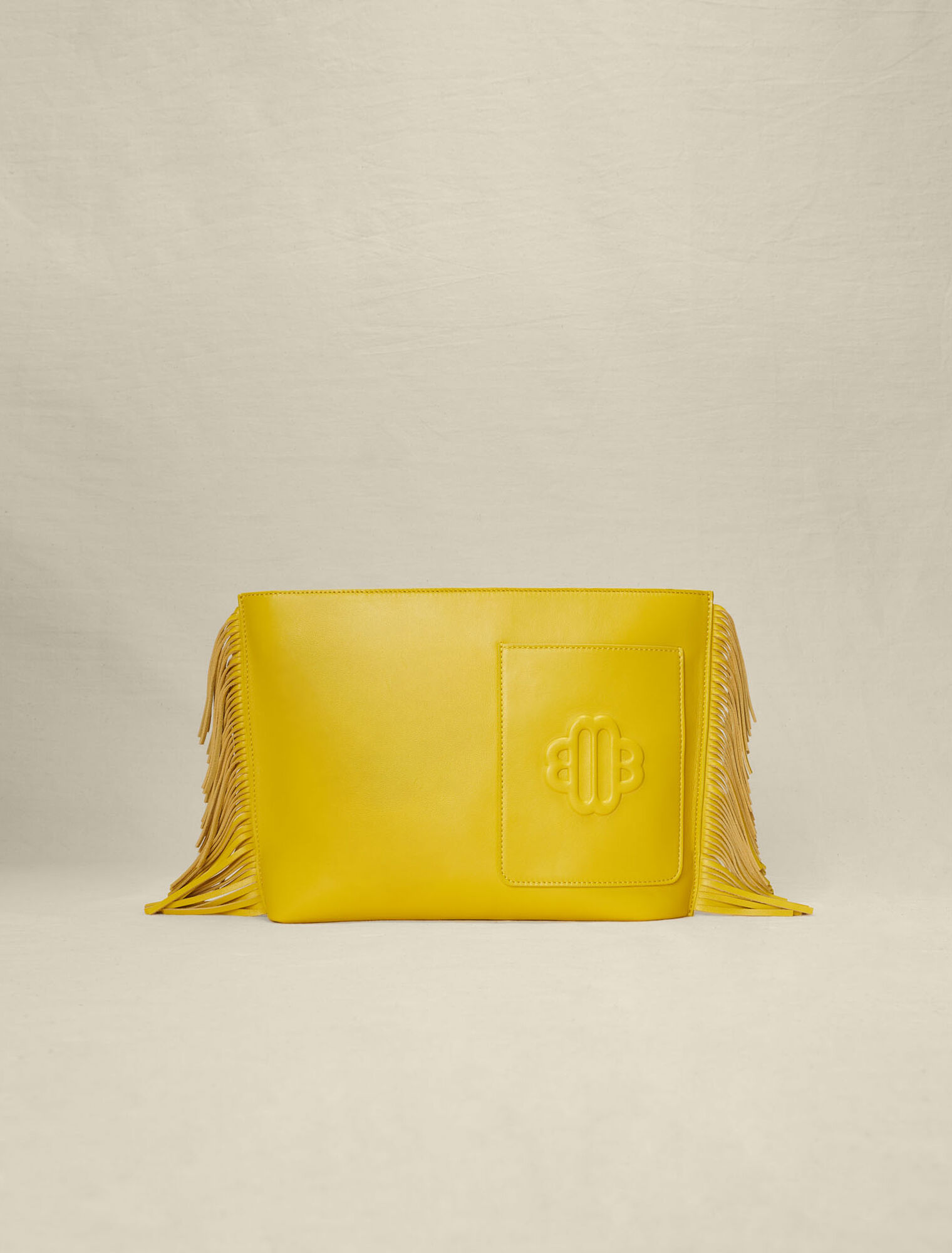 Leder-Clutch mit Fransen