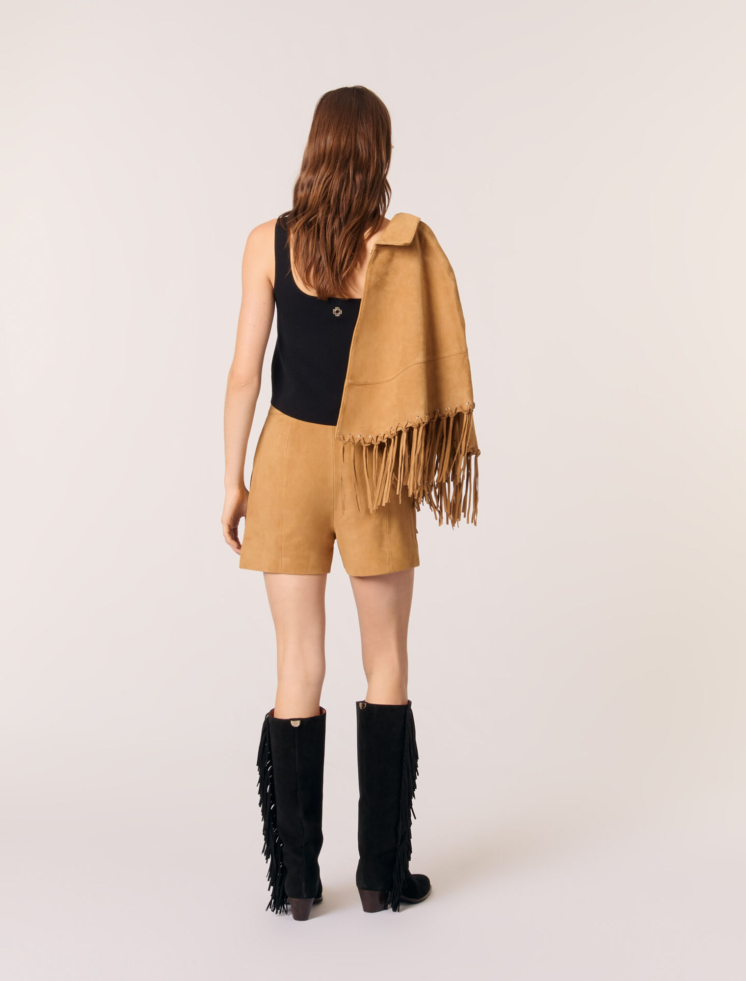 Shorts mit Fransen aus Nubuk