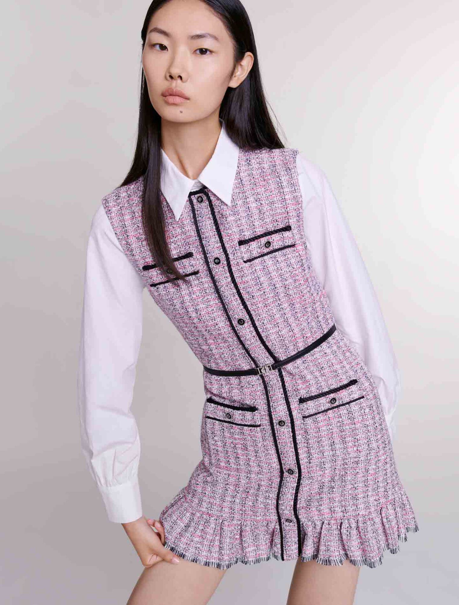 Kurzes 2-in-1 Kleid aus Tweed