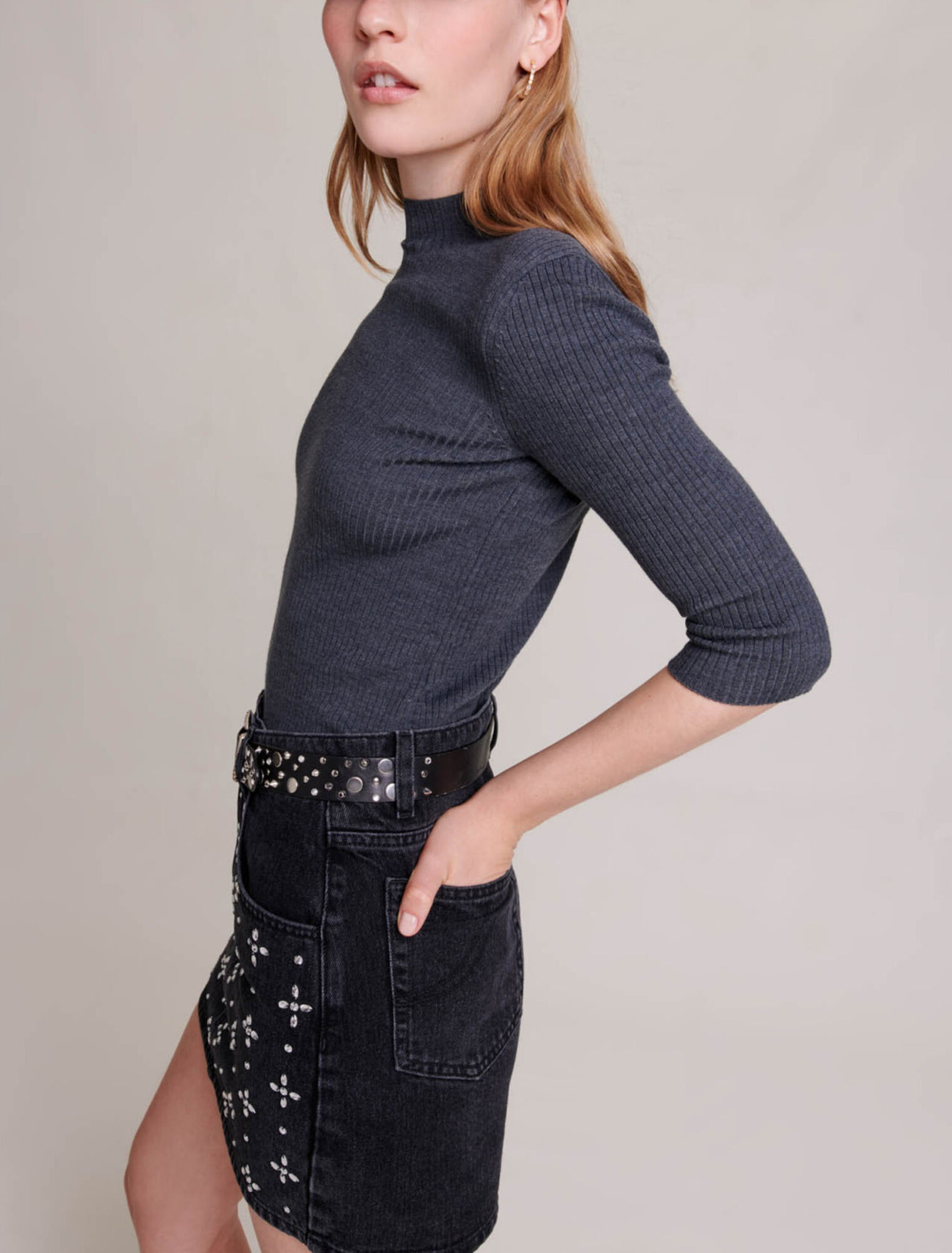 Kurzer Jeansrock mit Strass