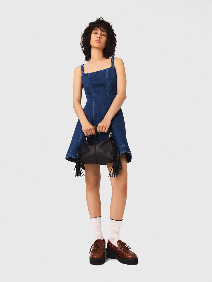 Kurzes Babydoll-Kleid aus Denim