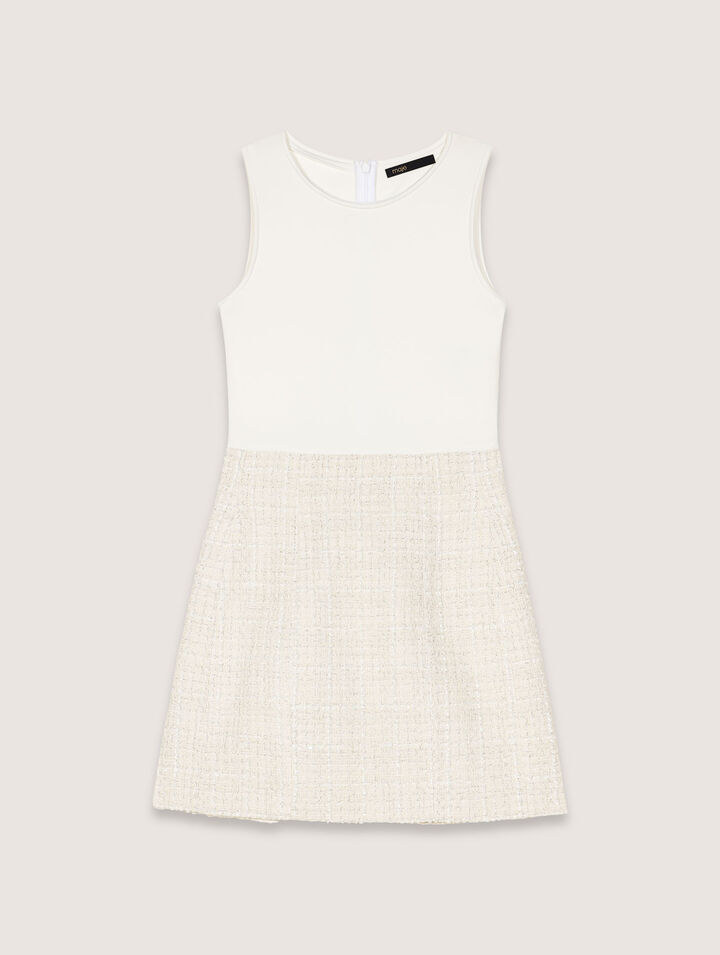Kurzes 2-in-1-Kleid aus Tweed