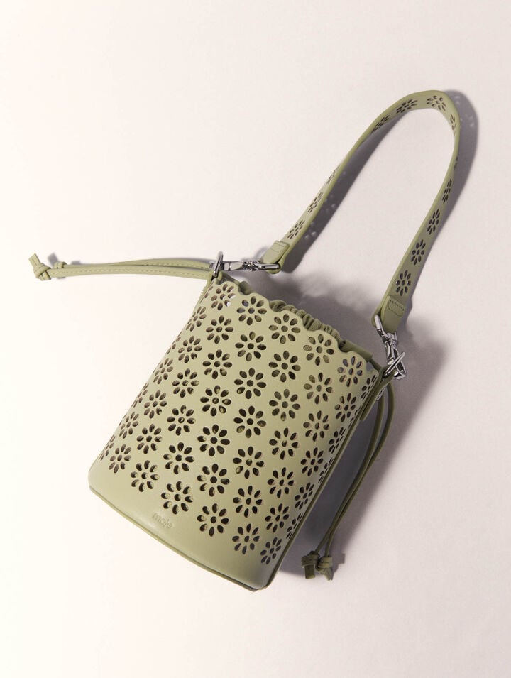 Bucket Bag aus perforiertem Leder