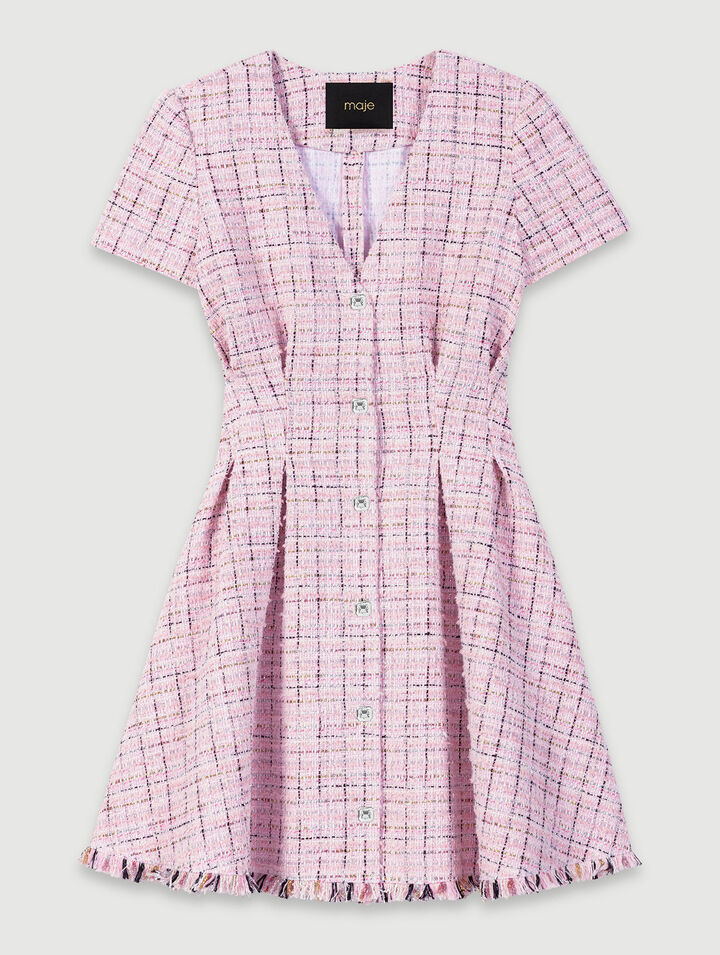 Kurzes Babydoll-Kleid aus Tweed
